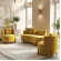Conjunto 2 Poltronas + Sofá Curvo Orgânico Boucle - Montanaris Decor - Amarelo