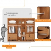 Guarda Roupa Casal Coliseu 100 Mdf 6 Portas e 6 Gavetas Moderna Mobília - Off-White/Naturalle