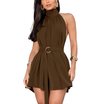 Vestido Curto Feminino Gola Alta Frente Unica Soltinho Verão