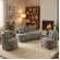 Conjunto 2 Poltronas + Sofá Curvo Orgânico Boucle - Montanaris Decor - Cinza