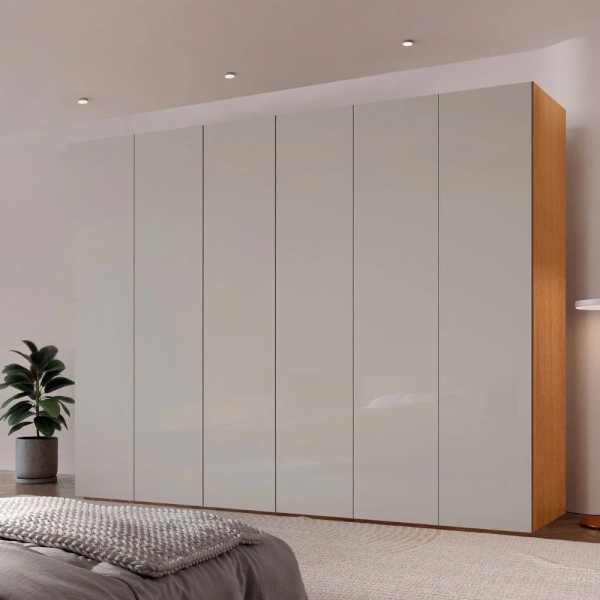 Guarda Roupa Casal Coliseu 100 Mdf 6 Portas e 6 Gavetas Moderna Mobília - Off-White/Naturalle