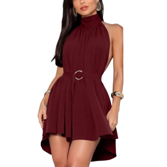 Vestido Curto Feminino Gola Alta Frente Unica Soltinho Verão