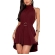 Vestido Curto Feminino Gola Alta Frente Unica Soltinho Verão - Vinho
