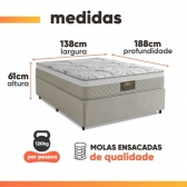 Cama Box Casal Cristal Molas Ensacadas 138x188x61cm