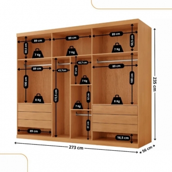 Guarda Roupa Casal Coliseu 100 Mdf 6 Portas e 6 Gavetas Moderna Mobília