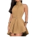 Vestido Curto Feminino Gola Alta Frente Unica Soltinho Verão - Nude