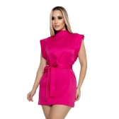 Vestido Feminino Curto Alfaiataria Elegante Com Cinto Muscle - Pink