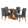 Conjunto Inspirare Sala de Jantar Mesa 120x80cm Tampo com Vidro  - Cinza