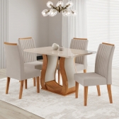 Conjunto Inspirare Sala de Jantar Mesa 120x80cm Tampo com Vidro  - Mel