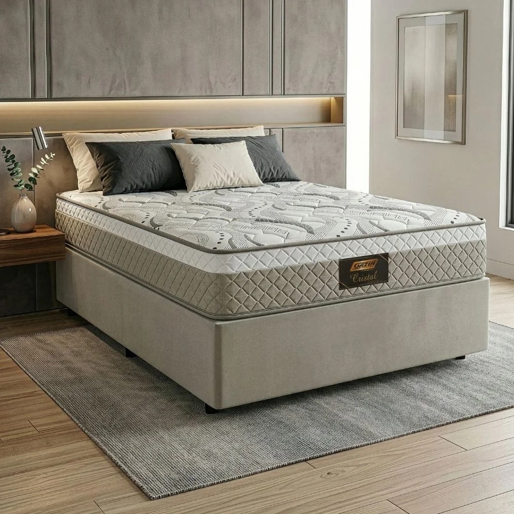Cama Box Casal Cristal Molas Ensacadas 138x188x61cm